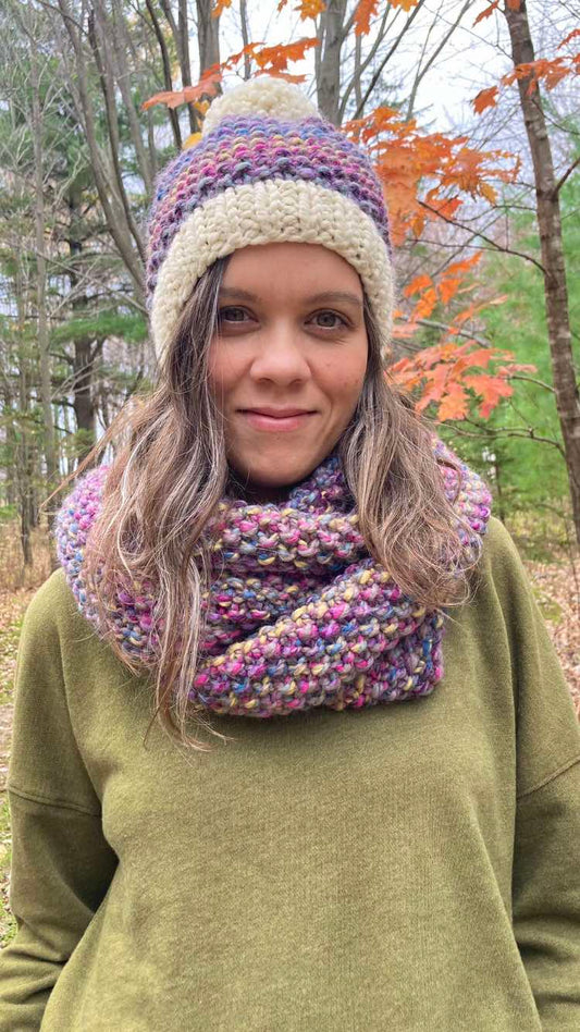 knit seed stitch cowl pattern