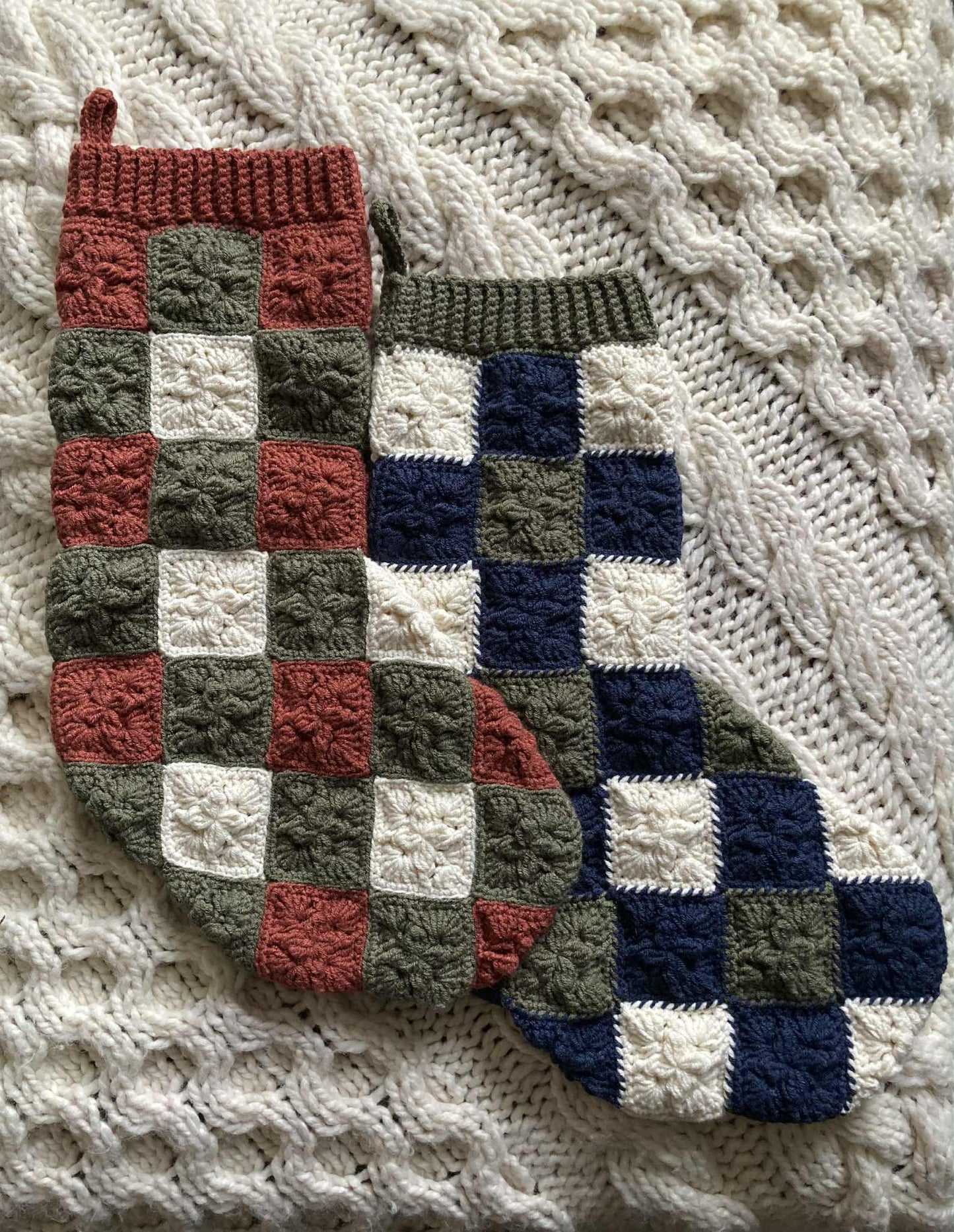 Quilted Crochet Christmas Stockings