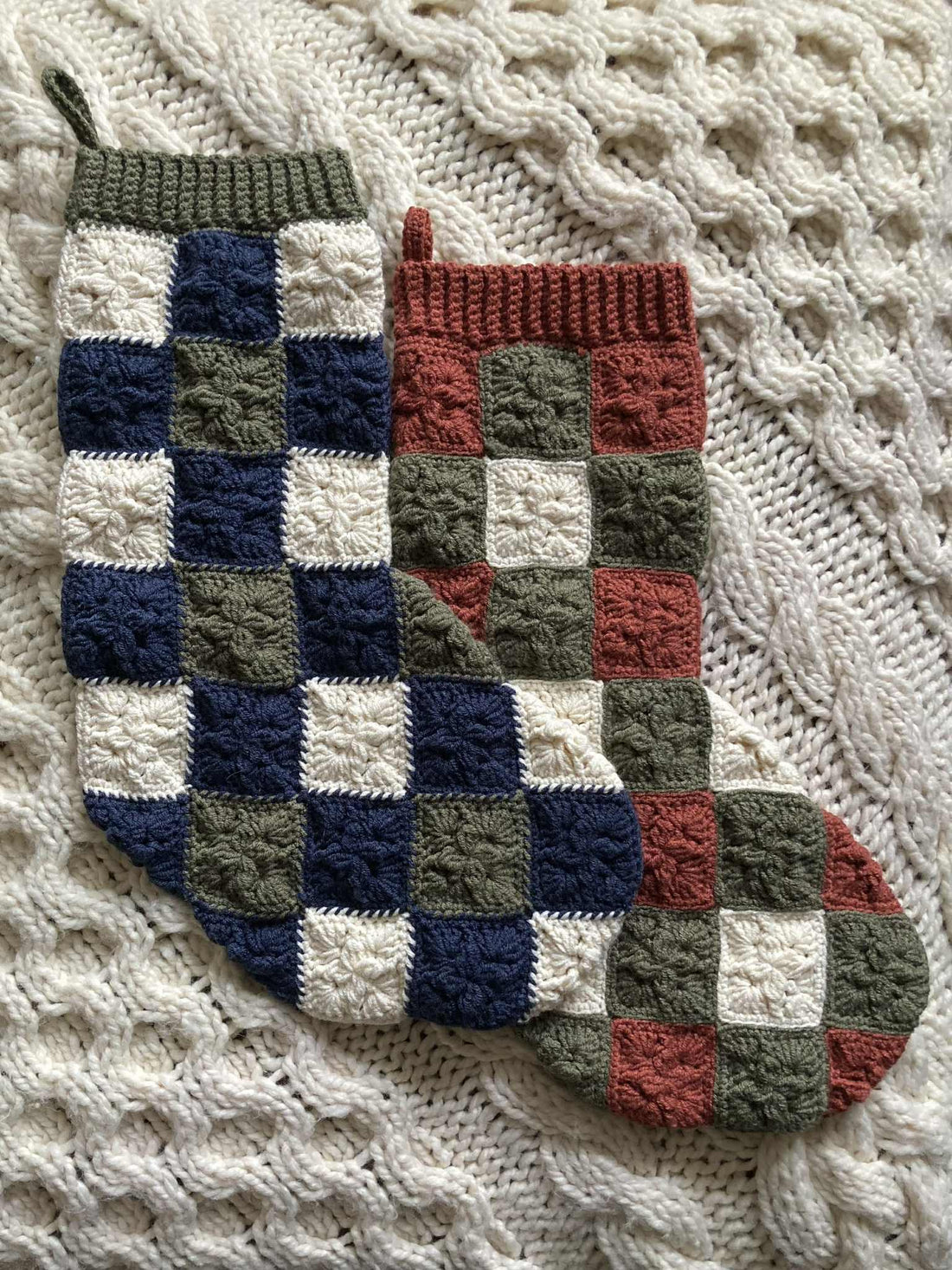 Quilted Crochet Christmas Stockings