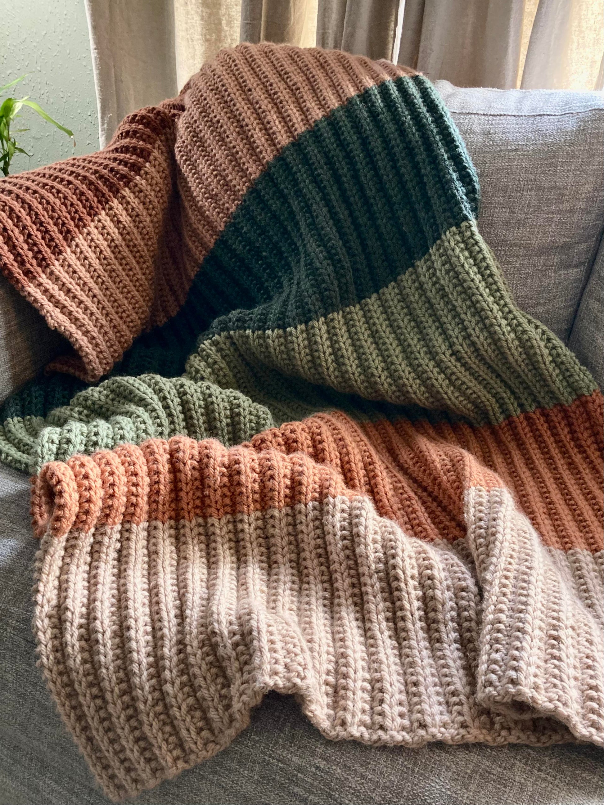 Knit Blanket Pattern, Cozy Color Block Blanket - Main Image