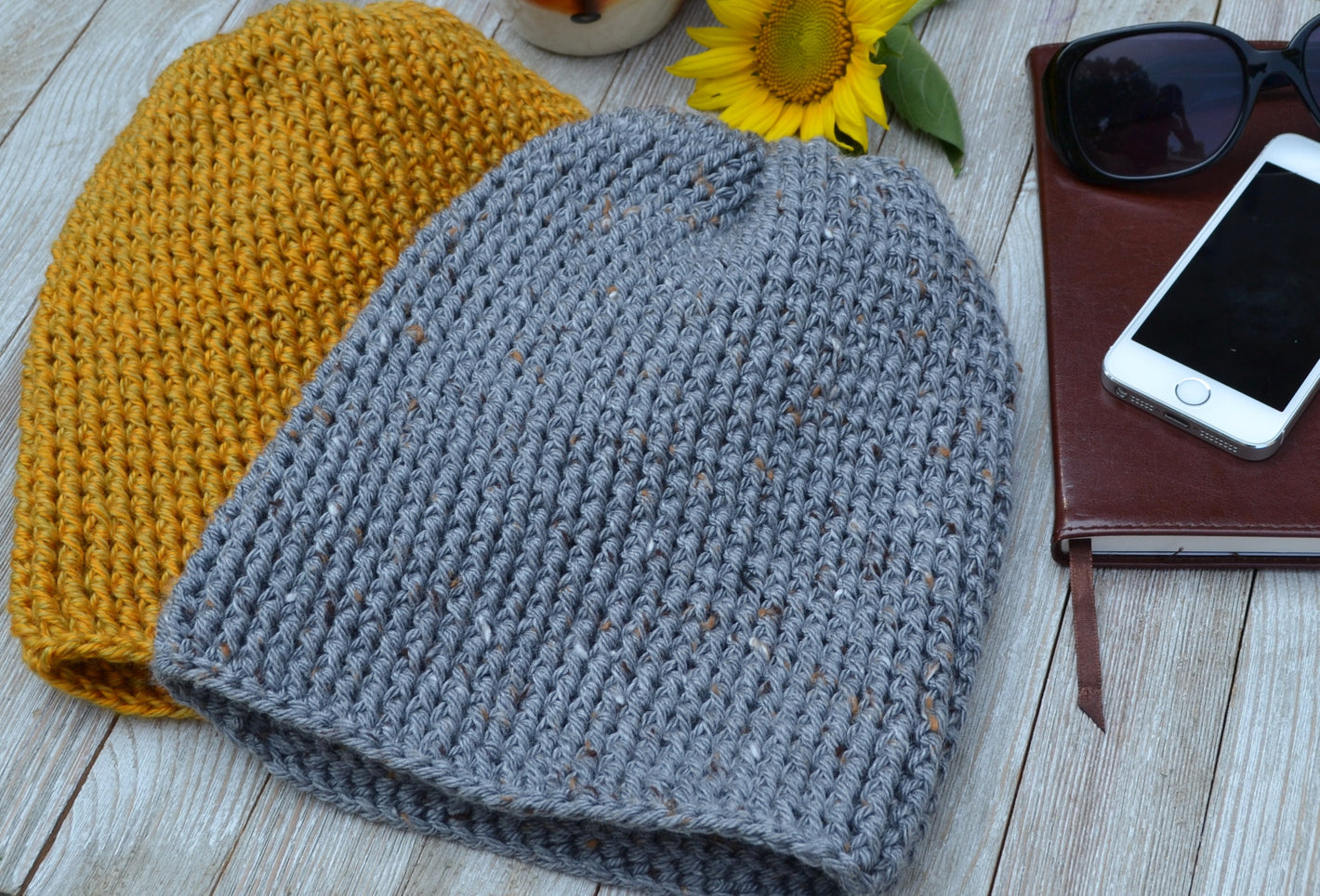 crochet hat with vertical rows of texture