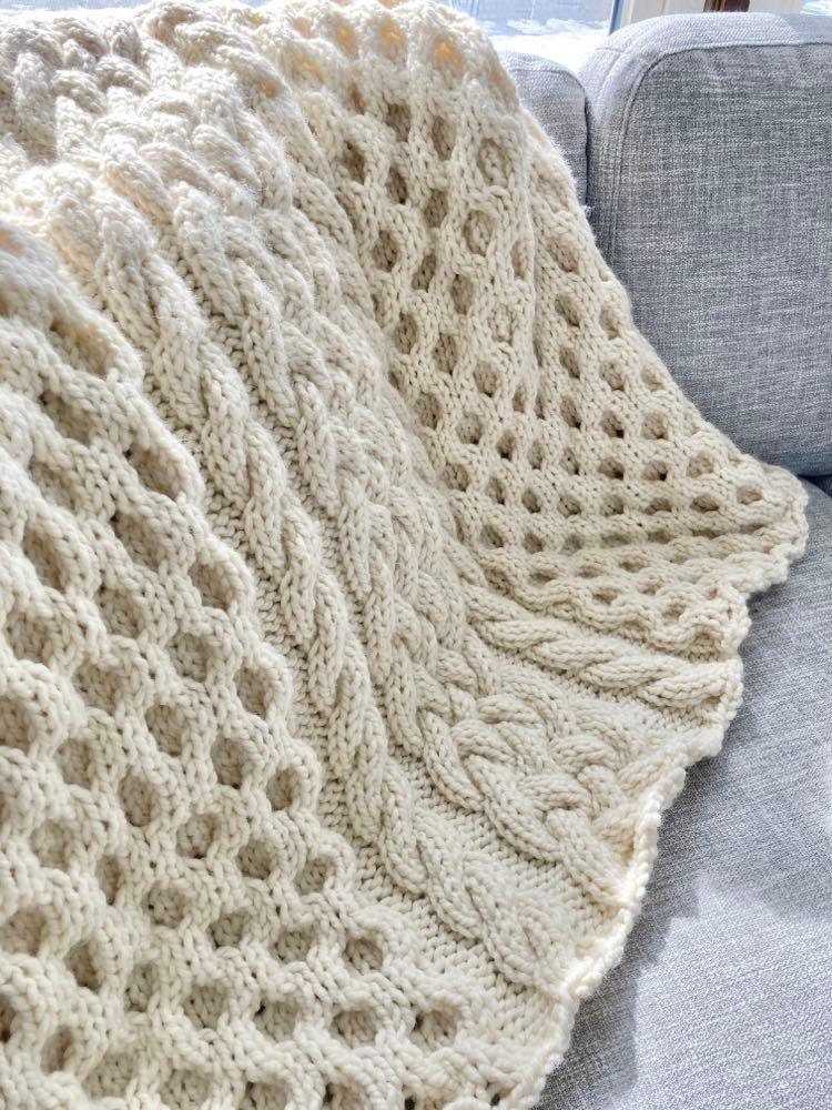 Winter Bees Knit Cable Blanket Pattern – While They Dream